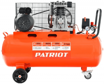 Компрессор PATRIOT PTR 100-440I, 440 л/мин, 2200 Вт, 100 л