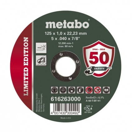 Круг отрезной по нержавейке Metabo 125х1,0 Limited Edition