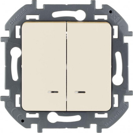 Механизм выключателя 2-кл. Inspiria 10А IP20 250В 10AX с подсветкой / индикацией сл. кость Leg 673631