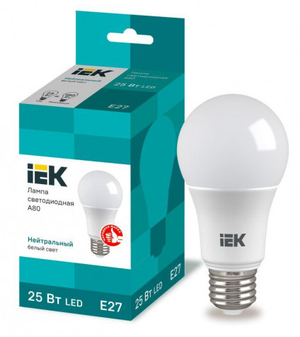 Лампа LED A80 шар 25Вт 230В 4000К E27 IEK LLE-A80-25-230-40-E27