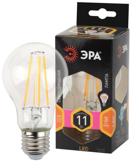 Лампа светодиодная F-LED A60-11W-827-E27 ЭРА Б0035025