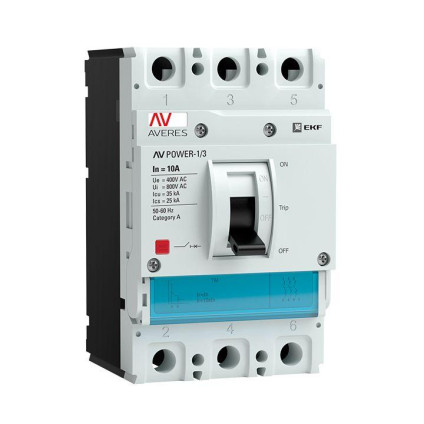 Выключатель автоматический 3п 10А 35кА AV POWER-1/3 TR AVERES EKF mccb-13-10-TR-av