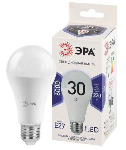 Лампа светодиодная LED A65-30W-860-E27 A65 30Вт груша E27 холод. бел. ЭРА Б0048017