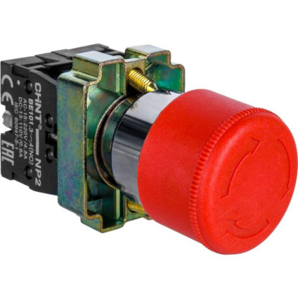 Кнопка управления Грибок d30мм (2) с фиксацией NP2-BS445 без подсветки красн. 1НЗ +1НО IP40 CHINT 573835