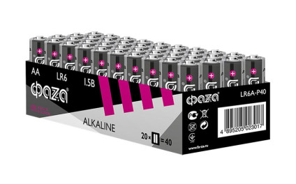 Элемент питания щелочной AA/LR6 1.5В Alkaline Pack-40 (уп.40шт) ФАZА 5023017