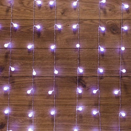 Гирлянда Светодиодный Дождь 1.5х1.5 м с насадками шарики свечение с динамикой LED бел. 230В провод прозр. Neon-Night 235-045