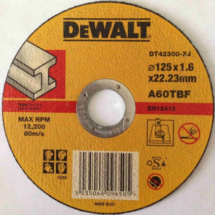 Круг отрезной по металлу DeWalt 125х22.2х1.6мм DT 42300