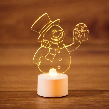 Фигура светодиодная Снеговик с подарком 2D на подставке RGB Neon-Night 501-054