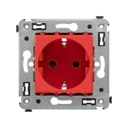 Розетка 1-м СП 2мод. Avanti Красный квадрат 16А IP20 2P+E защ. шторки красн. DKC 4401003