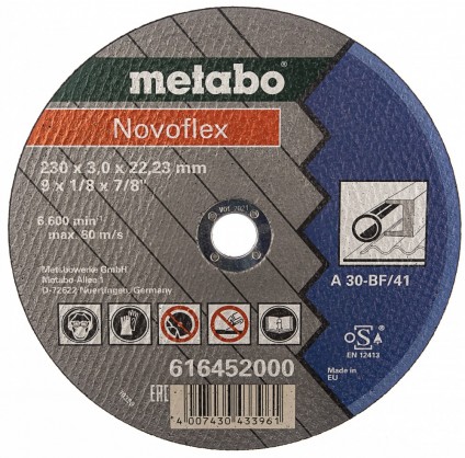 Круг отрезной по металлу Metabo 230х3,0 Novoflex прямой