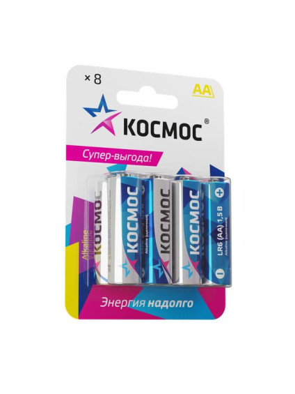 Элемент питания алкалиновый AA/LR06 BP-8 (блист.8шт) КОСМОС KOCLR6BL8