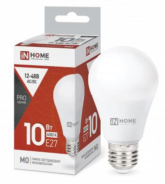 Лампа светодиодная LED-MO-PRO 10Вт 4000К нейтр. бел. Е27 900лм 12-48В низковольтная IN HOME 4690612038032
